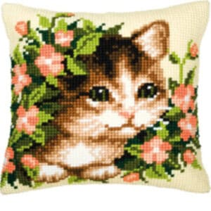 Coussin canevas chaton