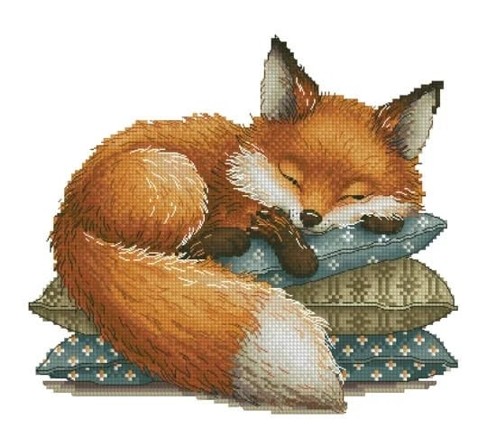 Coussin canevas renard
