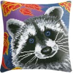 Coussin canevas raton laveur