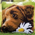 Coussin canevas chien