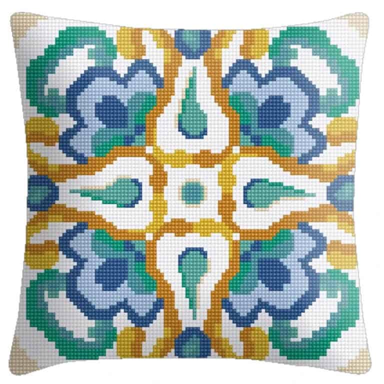 Coussin canevas mosaïque