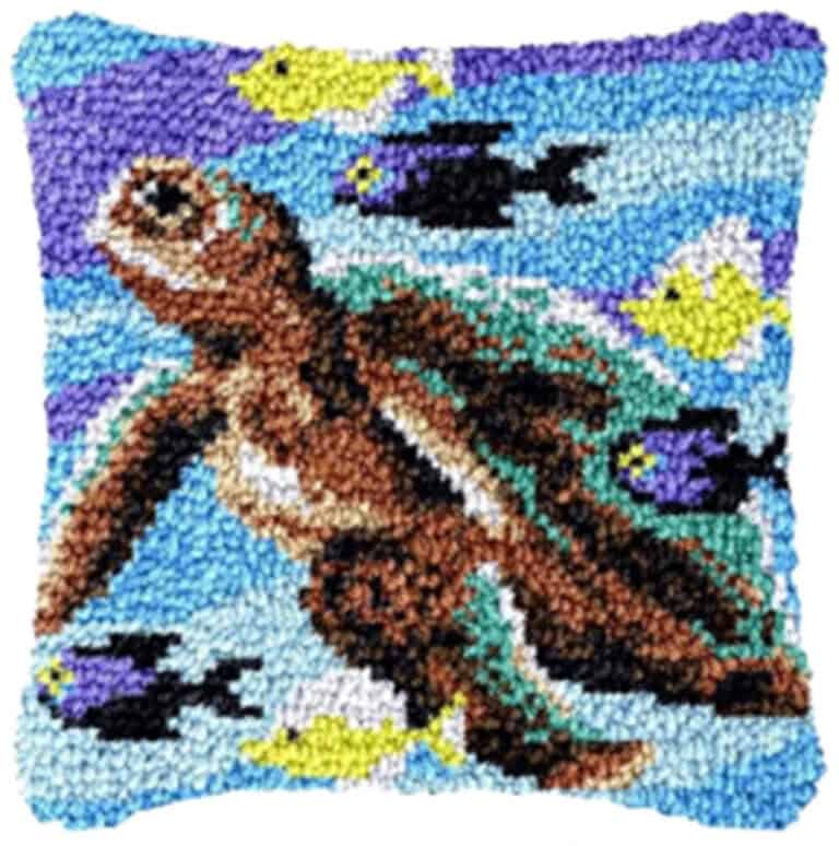 Coussin canevas tortue